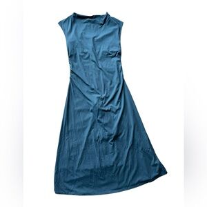 Halara • SoftlyZero Airy Boat Neck Asymmetrical Ruched Midi Dress Size Medium